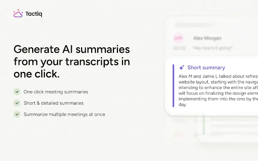 ดาวน์โหลด Tactiq: ตัวช่วยจดบันทึกการประชุมด้วย AI สำหรับ Google Meet, Zoom และ MS Teams - Screenshot 3