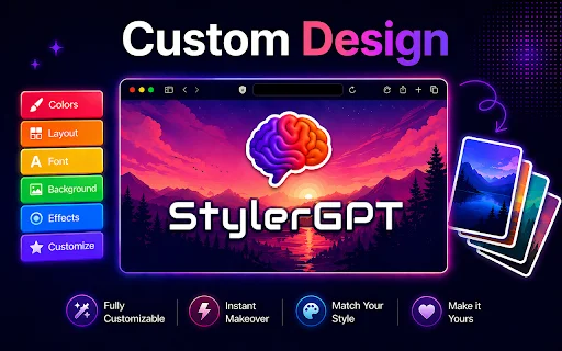 StylerGPT สำหรับ ChatGPT – ปรับแต่งธีม จัดการพรอมต์ และเพิ่มประสิทธิภาพการใช้งาน - Screenshot 1
