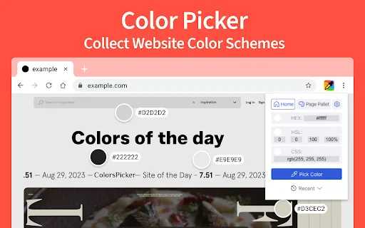 Color Picker – Eyedropper Tool ดาวน์โหลดส่วนขยายฟรีใช้งานง่าย - Screenshot 1