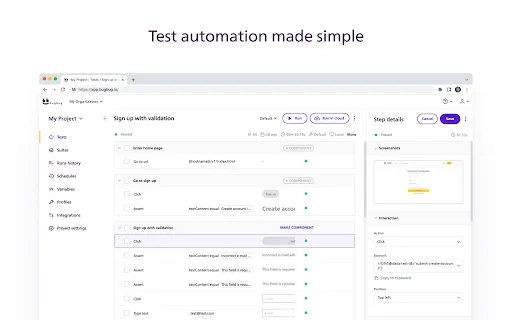 ดาวน์โหลด BugBug Automation Testing เวอร์ชันล่าสุด – ทดสอบเว็บแบบไม่ต้องเขียนโค้ดฟรี - Screenshot 1