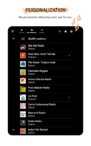 ดาวน์โหลด Pandora ล่าสุด – ฟังเพลงและพอดแคสต์ฟรีบนมือถือ - Screenshot 31