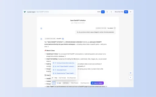 Save ChatGPT to Notion – บันทึกแชท ChatGPT ลง Notion ได้ง่ายในคลิกเดียว - Screenshot 3