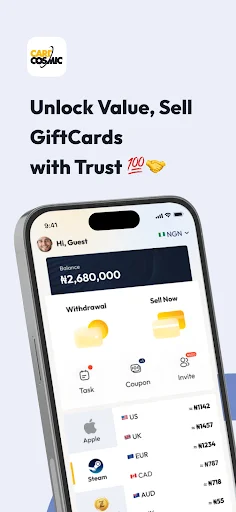 ดาวน์โหลด CardCosmic ล่าสุด – ขายบัตรของขวัญได้รวดเร็วทันใจ - Screenshot 1
