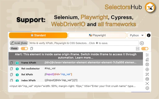 ดาวน์โหลด SelectorsHub ล่าสุด – ตัวช่วยสร้าง XPath และ Playwright Locators - Screenshot 2