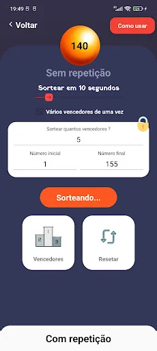 ดาวน์โหลด Sorteador: สุ่มตัวเลขและจับรางวัลฟรี – ใช้งานง่ายที่สุด - Screenshot 6