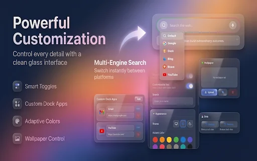 ดาวน์โหลด GNT: Glass New Tab – ปรับแต่งหน้าแท็บใหม่สไตล์ iOS ฟรี - Screenshot 4