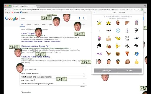 ดาวน์โหลด Make it Rain ส่วนขยายเบราว์เซอร์ – เสกฝนตกบนหน้าเว็บฟรี - Screenshot 3