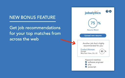 Jobalytics ดาวน์โหลดส่วนขยายวิเคราะห์เรซูเม่ ATS ฟรี – เพิ่มโอกาสได้งาน - Screenshot 5