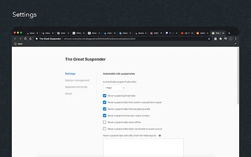 ดาวน์โหลด The Great Suspender Reloaded – ตัวช่วยประหยัด RAM และเร่งความเร็ว Chrome - Screenshot 3
