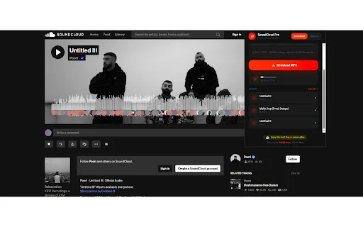 SoundCloud Enhanced Pro ดาวน์โหลดส่วนขยายเพื่อจัดการเพลงและดาวน์โหลดฟรี - Screenshot 3