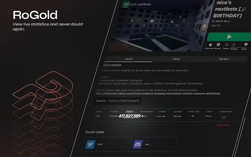 ดาวน์โหลด RoGold ล่าสุด – ส่วนเสริม Roblox ที่ดีที่สุดสำหรับคุณ - Screenshot 2