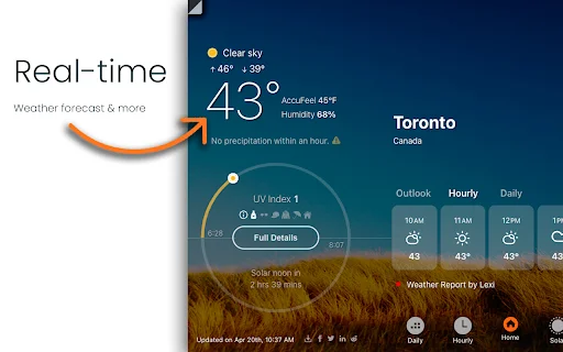ดาวน์โหลด UV Weather ส่วนขยายพยากรณ์อากาศแม่นยำแบบเรียลไทม์ - Screenshot 1