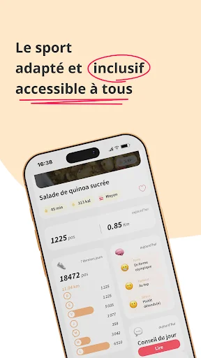ดาวน์โหลด Kunto: Nutrition Sport Adapté ล่าสุด – ฟิตเนสและโภชนาการฟรี - Screenshot 8