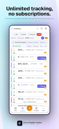 ดาวน์โหลด Smart Peptide Tracker ล่าสุด – จัดการบันทึกเปปไทด์มืออาชีพฟรี - Screenshot 2