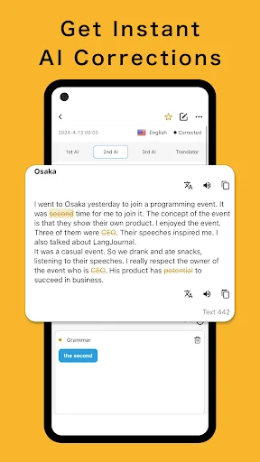 ดาวน์โหลด LangJournal: Language Diary ล่าสุด – ฝึกเขียนภาษาด้วย AI ฟรี - Screenshot 2