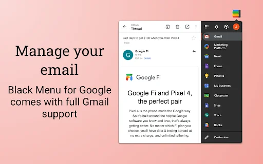 ดาวน์โหลด Black Menu for Google ล่าสุด – เข้าถึงบริการ Google ได้รวดเร็ว - Screenshot 2
