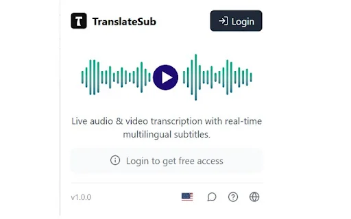 TranslateSub ดาวน์โหลดส่วนขยายแปลวิดีโอเรียลไทม์ – รองรับ 75 ภาษา - Screenshot 1