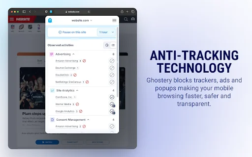 ดาวน์โหลด Ghostery AdBlocker ฟรี – บล็อกโฆษณาและปกป้องความเป็นส่วนตัวของคุณ - Screenshot 4