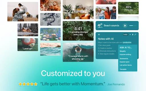 ดาวน์โหลด Momentum ส่วนขยายเบราว์เซอร์เพื่อการทำงานที่มีประสิทธิภาพ – ฟรี - Screenshot 5
