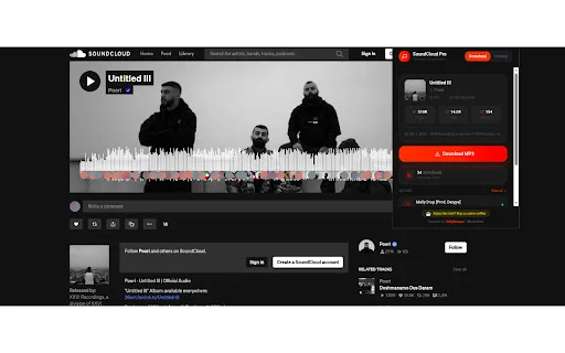 SoundCloud Enhanced Pro ดาวน์โหลดส่วนขยายเพื่อจัดการเพลงและดาวน์โหลดฟรี - Screenshot 1