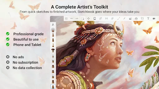 ดาวน์โหลด Sketchbook เวอร์ชันล่าสุด – วาดรูปและระบายสีฟรีบนมือถือ - Screenshot 7