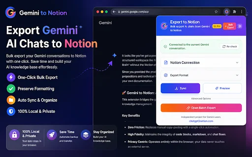 ดาวน์โหลด Export Gemini Chats to Notion – บันทึกแชท AI ลง Notion ง่ายๆ - Screenshot 1