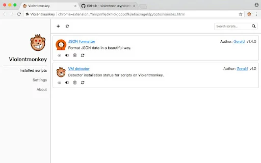 ดาวน์โหลด Violentmonkey BETA ล่าสุด – จัดการ Userscript ฟรี - Screenshot 1