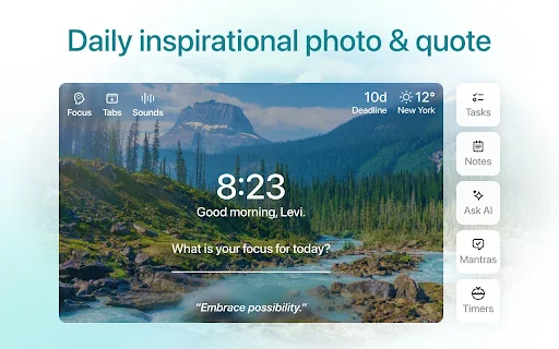 ดาวน์โหลด Momentum ส่วนขยายเบราว์เซอร์เพื่อการทำงานที่มีประสิทธิภาพ – ฟรี - Screenshot 1