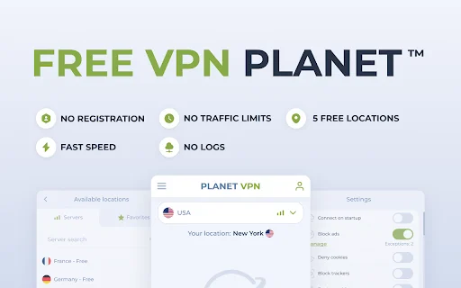 ดาวน์โหลด Planet VPN สำหรับ Chrome – VPN ฟรี เร็ว ปลอดภัย ไม่จำกัด - Screenshot 1