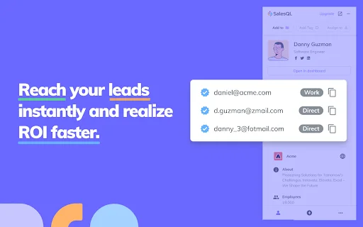 SalesQL – ค้นหาอีเมลและเบอร์โทรศัพท์บน LinkedIn ฟรี ใช้งานง่าย แม่นยำ - Screenshot 2