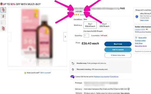 eBay Sold History Button – ดูประวัติการขายสินค้า eBay ฟรี - Screenshot 1