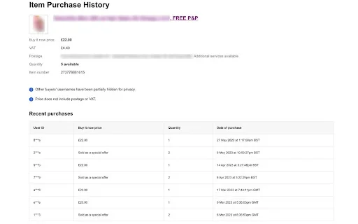 eBay Sold History Button – ดูประวัติการขายสินค้า eBay ฟรี - Screenshot 2