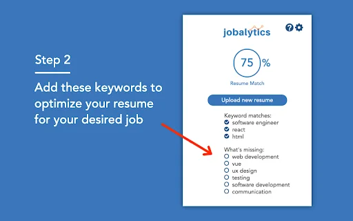 Jobalytics ดาวน์โหลดส่วนขยายวิเคราะห์เรซูเม่ ATS ฟรี – เพิ่มโอกาสได้งาน - Screenshot 2
