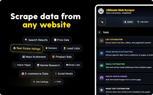 Ultimate Web Scraper: ดึงข้อมูลจากเว็บไซต์ง่ายๆ ในคลิกเดียว - Screenshot 1