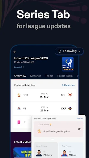 ดาวน์โหลด CREX – Just Cricket ล่าสุด – อัปเดตผลคะแนนคริกเก็ตสดฟรี - Screenshot 7