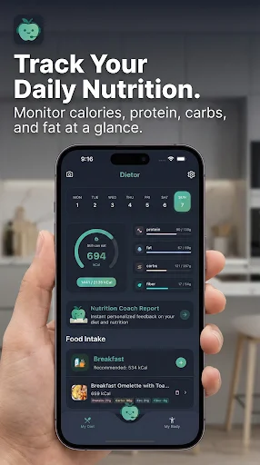 ดาวน์โหลด Dietor – AI Calorie Counter ล่าสุด – นับแคลอรี่และดูแลสุขภาพฟรี - Screenshot 1