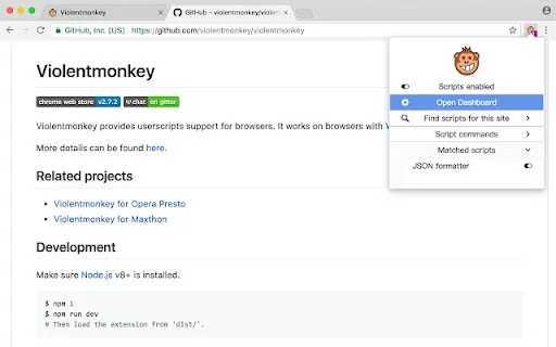 ดาวน์โหลด Violentmonkey BETA ล่าสุด – จัดการ Userscript ฟรี - Screenshot 2