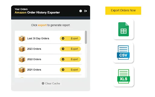 OrderPro: ส่งออกประวัติการสั่งซื้อ Amazon, eBay และ Walmart ง่ายในคลิกเดียว - Screenshot 1