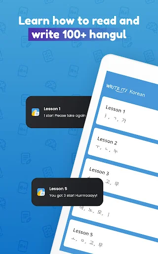 ดาวน์โหลด Write It! Korean ล่าสุด – ฝึกเขียนและเรียนอักษรเกาหลีฟรี - Screenshot 6