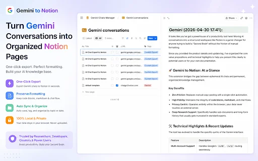 ดาวน์โหลด Export Gemini Chats to Notion – บันทึกแชท AI ลง Notion ง่ายๆ - Screenshot 3