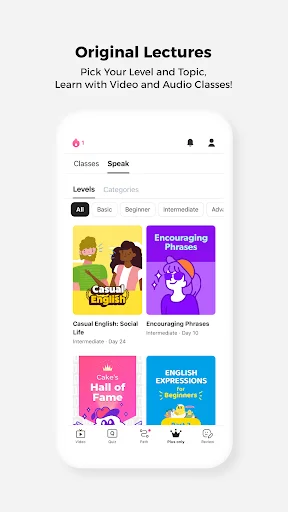 ดาวน์โหลด Cake เรียนภาษาอังกฤษและเกาหลีฟรี – ฝึกพูดสนุกได้ทุกวัน - Screenshot 8