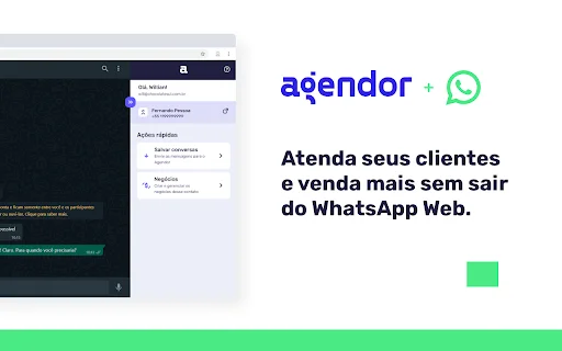 ส่วนขยาย Agendor CRM สำหรับ WhatsApp Web – จัดการงานขายได้ง่ายขึ้นฟรี - Screenshot 1