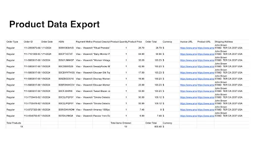 OrderPro: ส่งออกประวัติการสั่งซื้อ Amazon, eBay และ Walmart ง่ายในคลิกเดียว - Screenshot 4