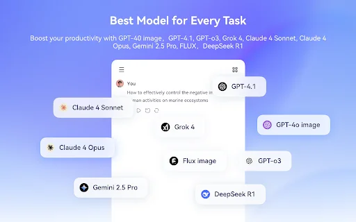 DeepSider™: AI Sidebar ครบจบทุกโมเดล DeepSeek, Gemini, Claude และ GPT - Screenshot 1
