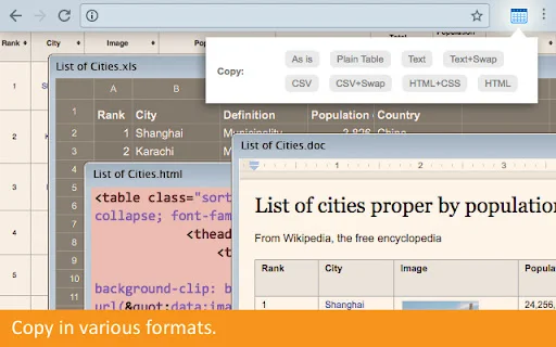 ดาวน์โหลด Copytables ส่วนขยาย Chrome – คัดลอกข้อมูลตารางง่ายๆ ฟรี - Screenshot 4