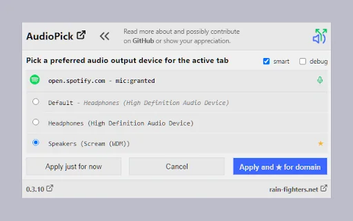 ดาวน์โหลด AudioPick ล่าสุด – เปลี่ยนช่องทางเสียงใน Chrome ฟรี - Screenshot 3