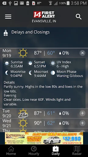 ดาวน์โหลด 14FirstAlert Weather TriState ล่าสุด – พยากรณ์อากาศแม่นยำ - Screenshot 3