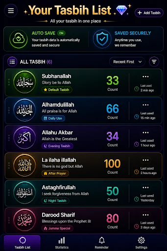 ดาวน์โหลด Tasbih Counter zikr Tasbeeh ล่าสุด – แอปนับจำนวนซิกร์ฟรี - Screenshot 3