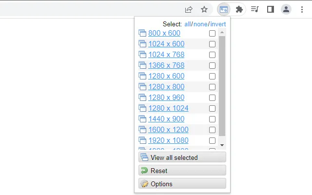 ดาวน์โหลด Resolution Test ส่วนขยายทดสอบหน้าจอสำหรับนักพัฒนาเว็บฟรี - Screenshot 1