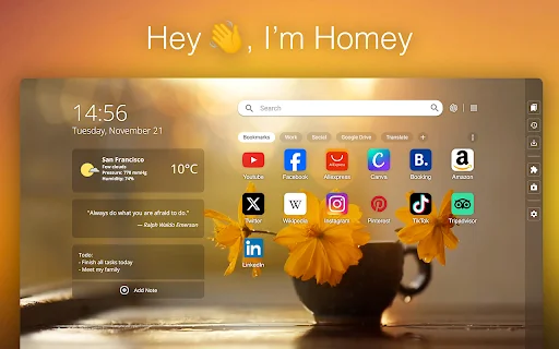 Homey: เปลี่ยนหน้า New Tab ให้เป็นพื้นที่ทำงานสุดสร้างสรรค์ - Screenshot 1